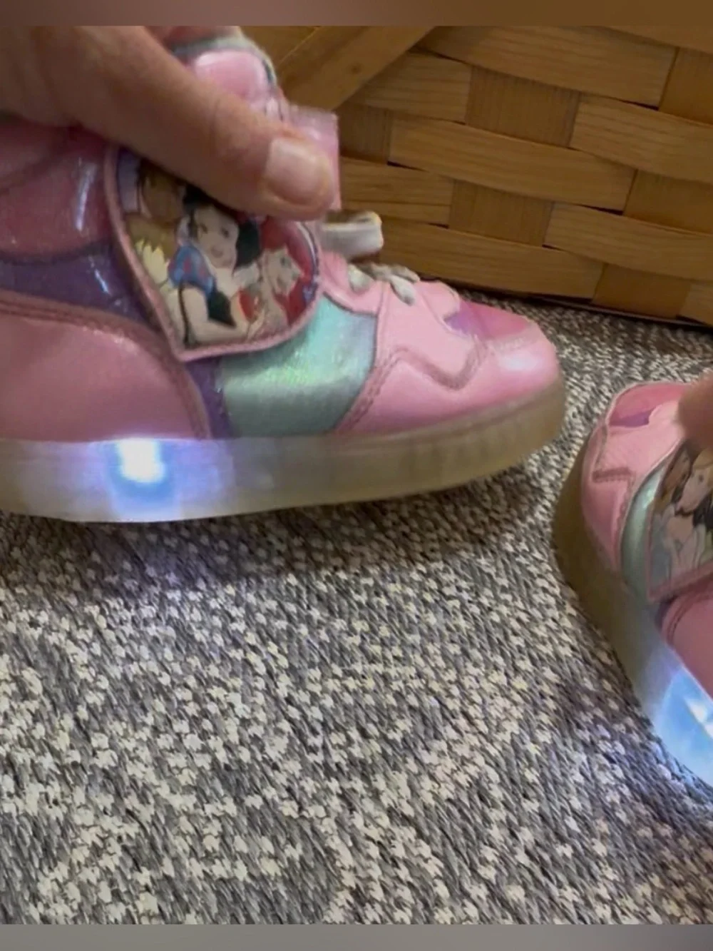 Y2K Disney Princess Light Up High-Top Sneakers Sz 11 Multi Princess Lights Work